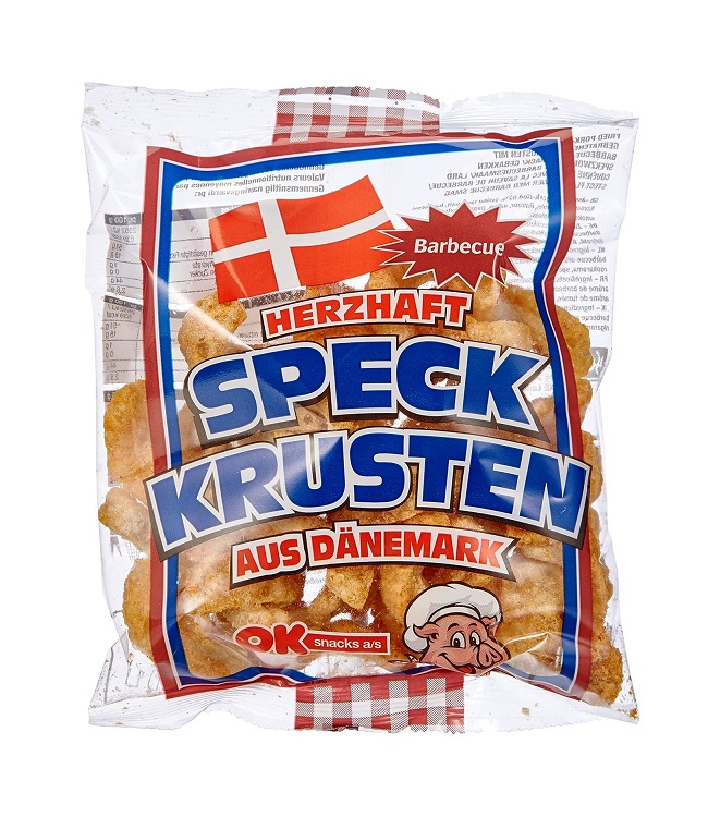 Snack di cotenna di maiale gusto barbecue - OK Snacks 50g.